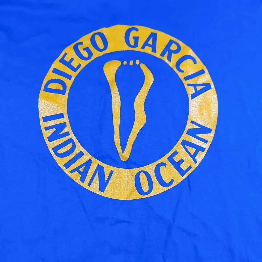 Vintage Diego Garcia Indian Ocean Shirt Mens Large Velva Sheen 70s Single Stitch